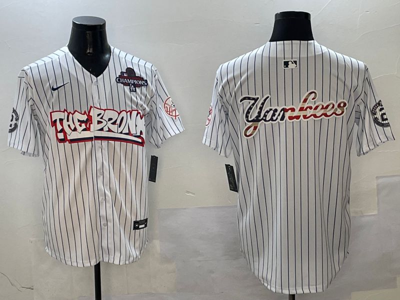 Men New York Yankees Blank White Stripe four generations Joint Name 2025 Nike MLB Jersey style 23